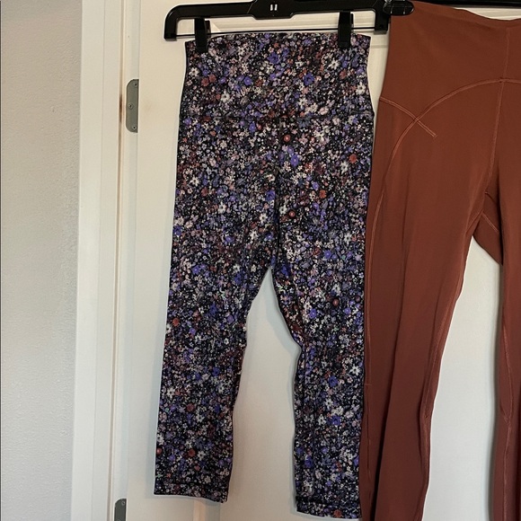 2 Lululemon Floral Print Leggings & Rust High-Rise Leggings BOTH SIZE 6 - Picture 3 of 6